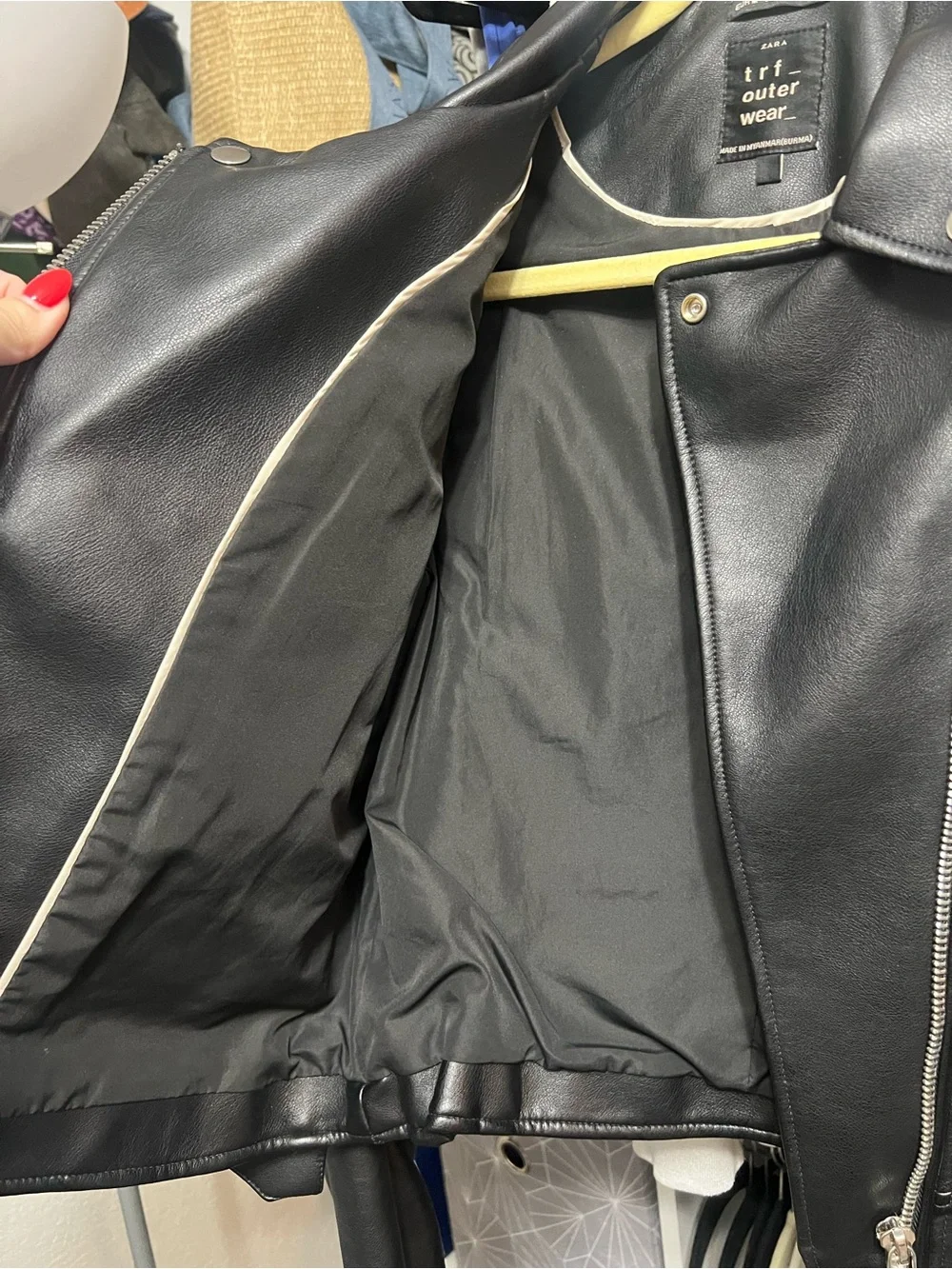 Zara Black Faux Leather Biker Jacket size M